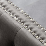 82.3" Width Modern Velvet Sofa Jeweled Buttons Tufted Square Arm Couch Grey,2 Pillows Included - W1117S00003 - image - 9