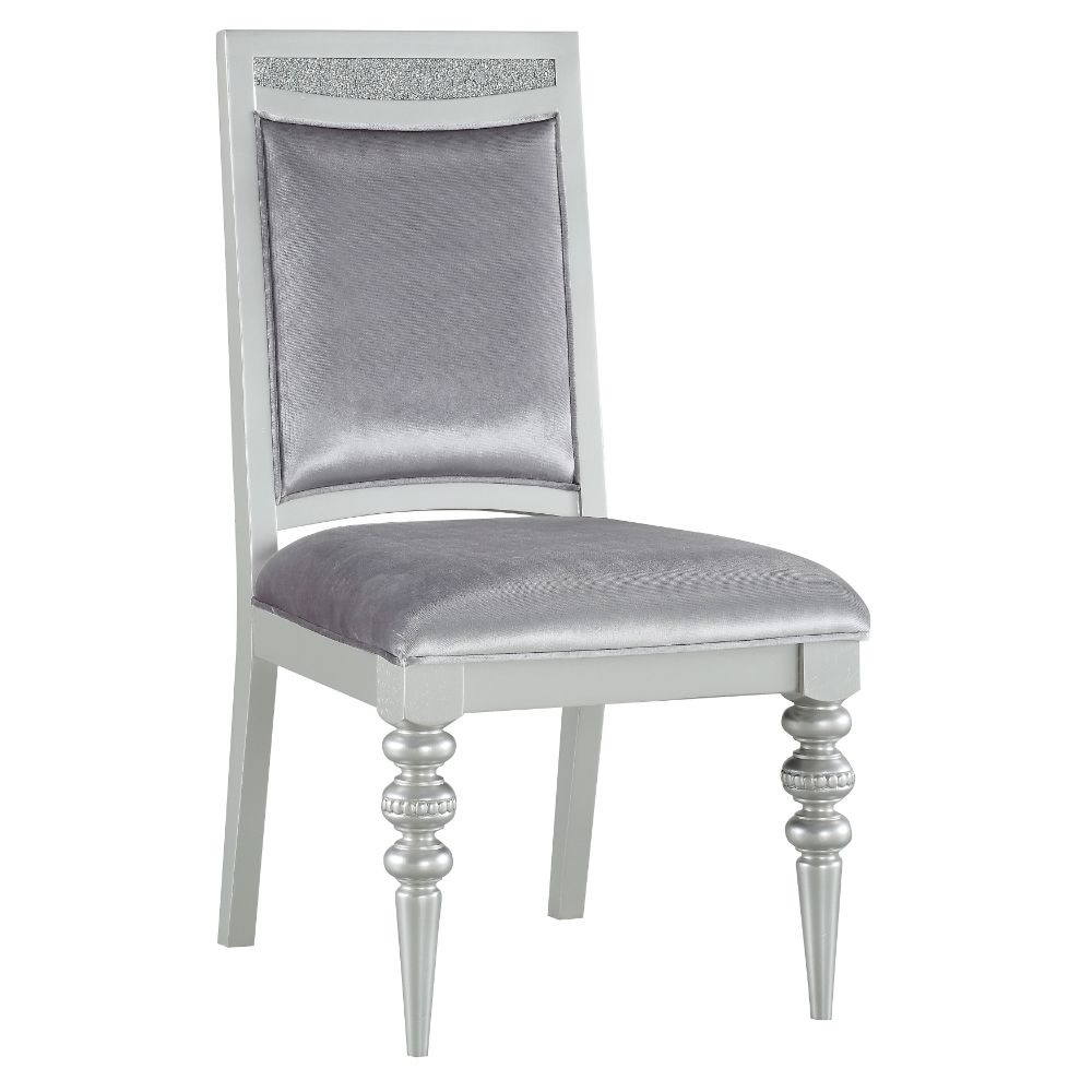 Acme - Maverick Side Chair (Set-2) 61802 Fabric & Platinum Finish