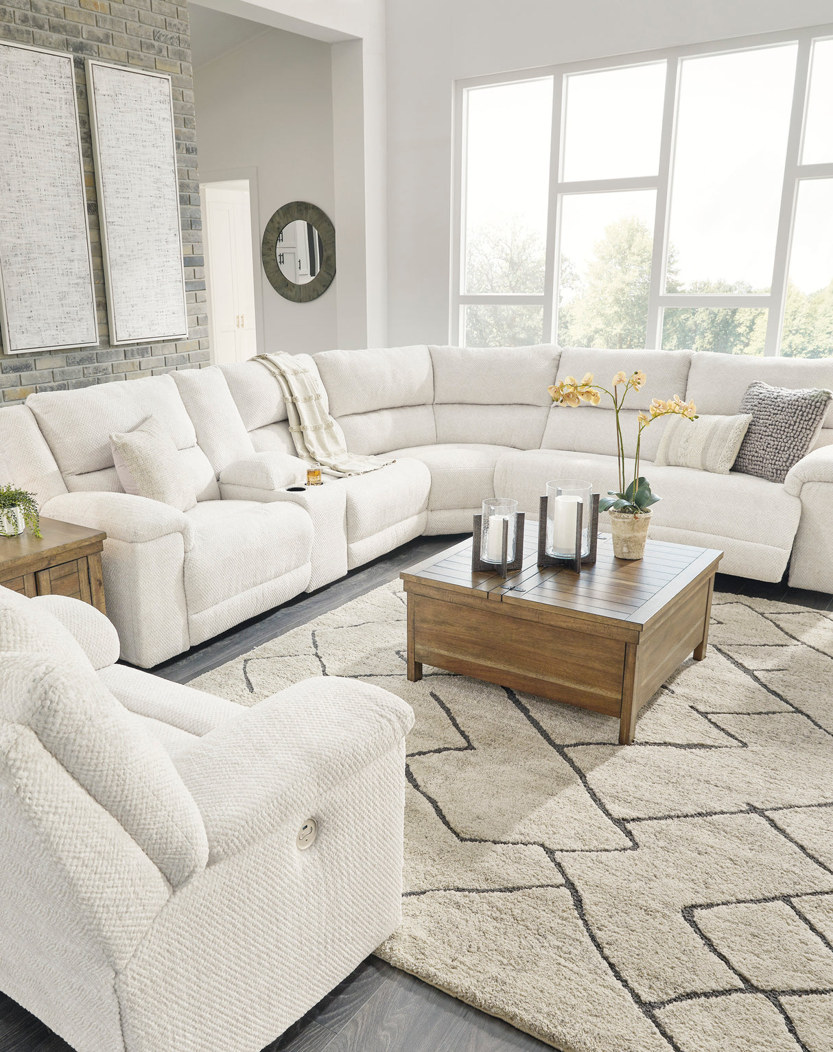 Ashley Linen Keensburg 61807S1 3-Piece Power Reclining Sectional - Velvet - Home Elegance USA