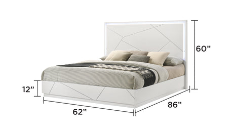 Manhattan Queen 5-Piece Bedroom Set – Modern Design with Lacquer Finish, Geometric Accents, and LED Lighting (NJ Inventory) - sold by Home Elegance USA