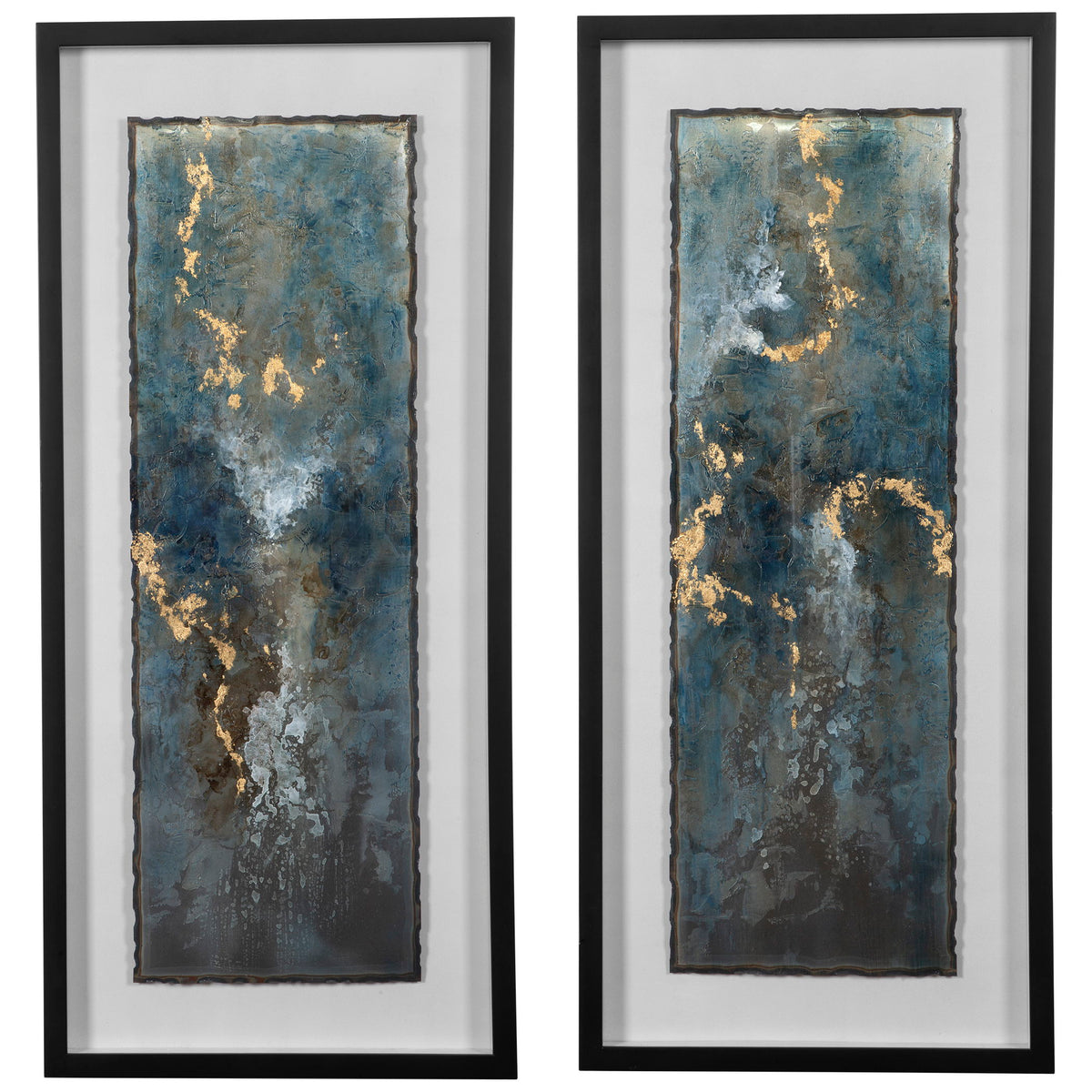 Glimmering Agate Abstract Prints (Set of 2) - Blue by Uttermost - View 1