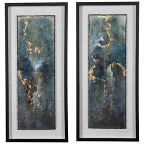 Glimmering Agate Abstract Prints (Set of 2) - Blue by Uttermost - View 1