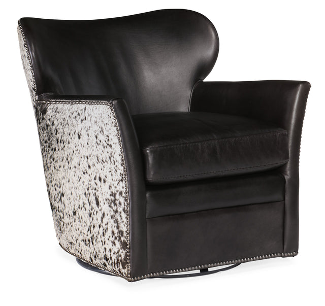 Kato Leather Swivel Chair With Salt Pepper HOH - Black by Hooker Furniture - View 1
