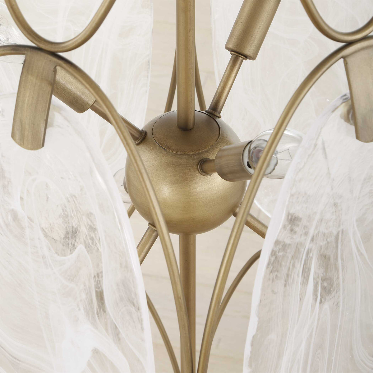 Valencia 6 Light Glass Panel Pendant - Gold / White by Uttermost - View 9