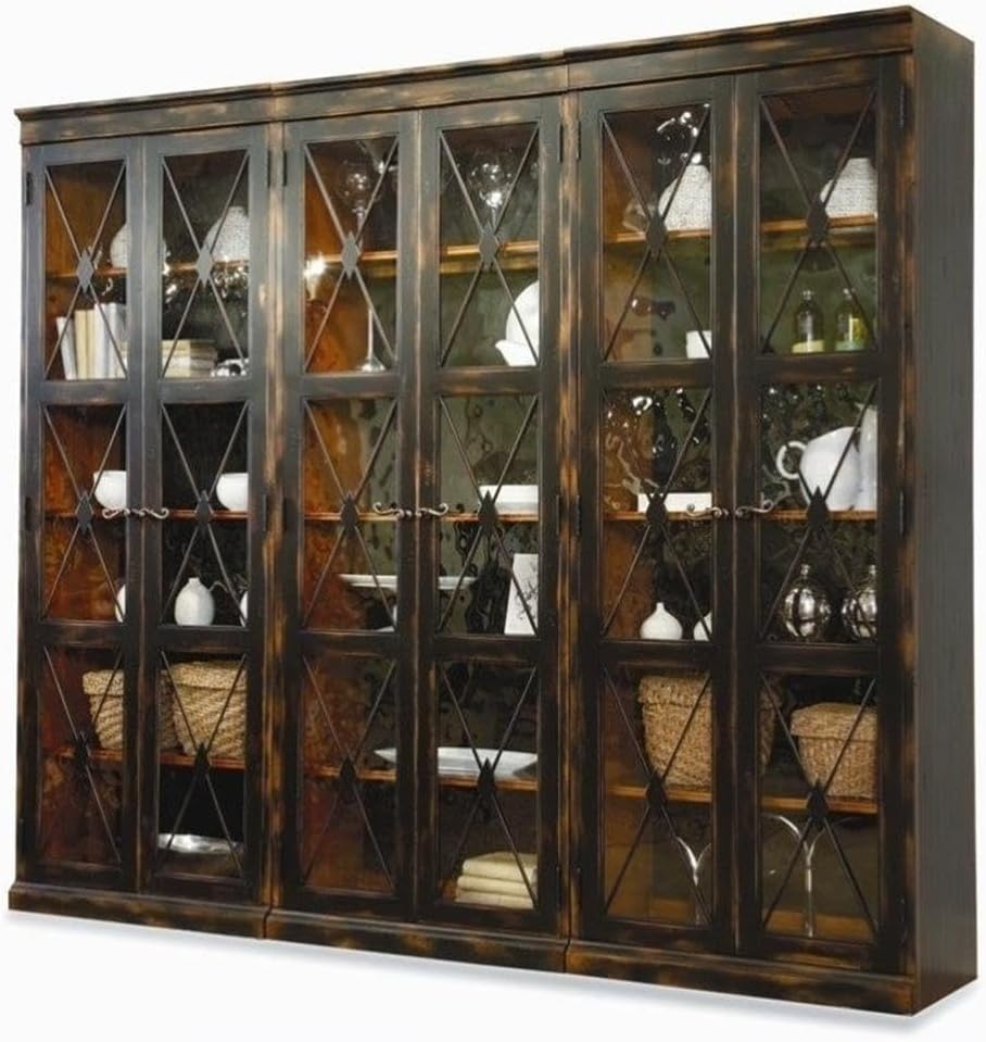 Sanctuary Two-Door Thin Display Cabinet Ebony | Hooker