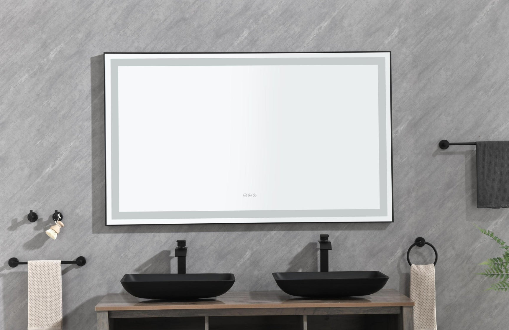 60in. W x 48 in. H Super Bright Led Bathroom Mirror with Lights, Metal Frame Mirror Wall Mounted Lighted Vanity Mirrors for Wall, Anti Fog Dimmable Led Mirror for Makeup, Horizontal/Verti - W1272103494 - image - 20