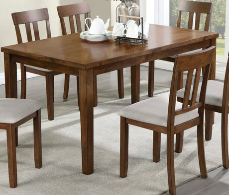 Transitional Style 7pc Dining Table Set 1x Rectangle Table 6x Chairs Padded Seat Cushion Walnut And Beige Finish - sold by Home Elegance USA