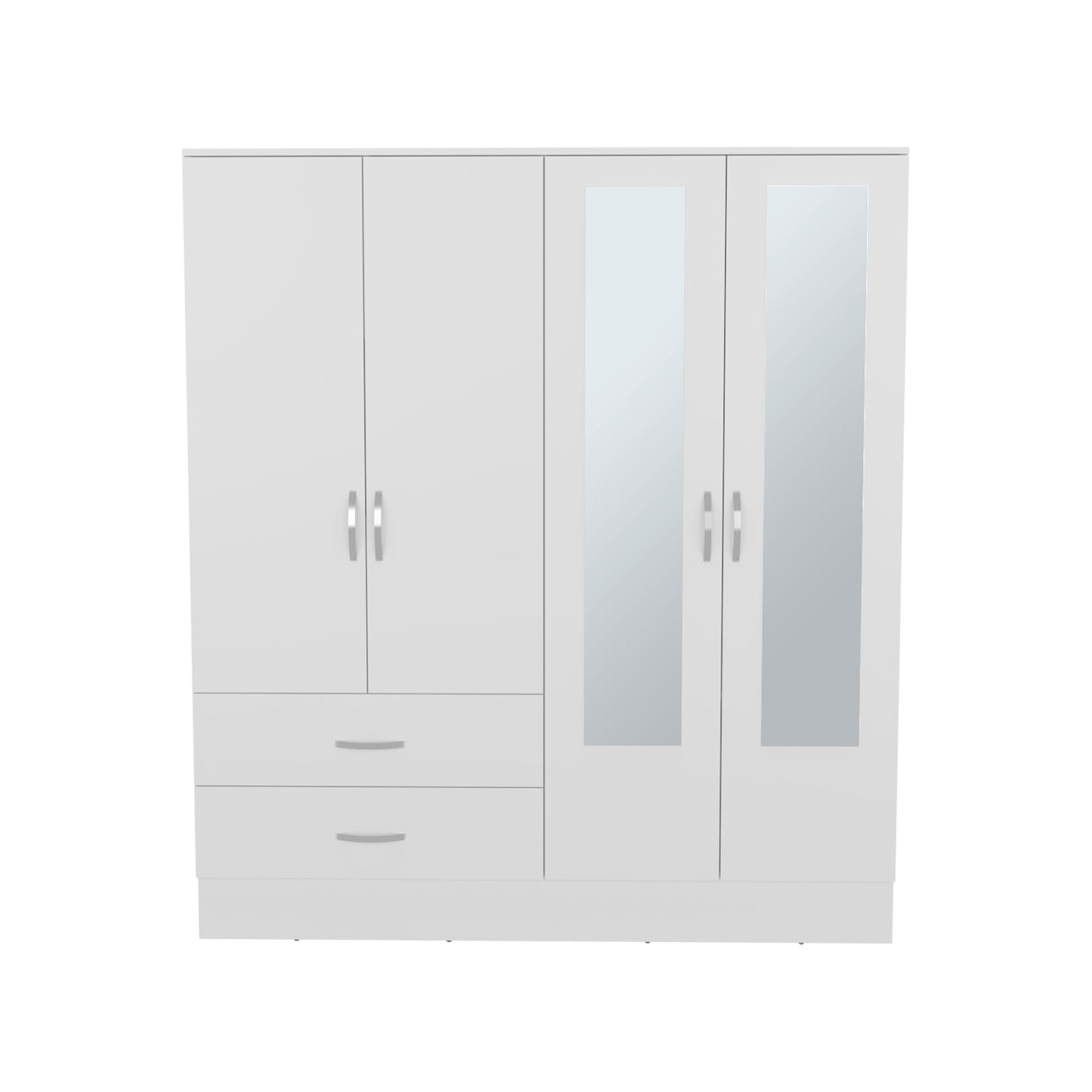 Bolton 160 Armoire, Six Shelves, Two Double Door Cabinets, Two Mirrors, Two Drawers, White - sold by Home Elegance USA