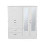 Bolton 160 Armoire, Six Shelves, Two Double Door Cabinets, Two Mirrors, Two Drawers, White - sold by Home Elegance USA