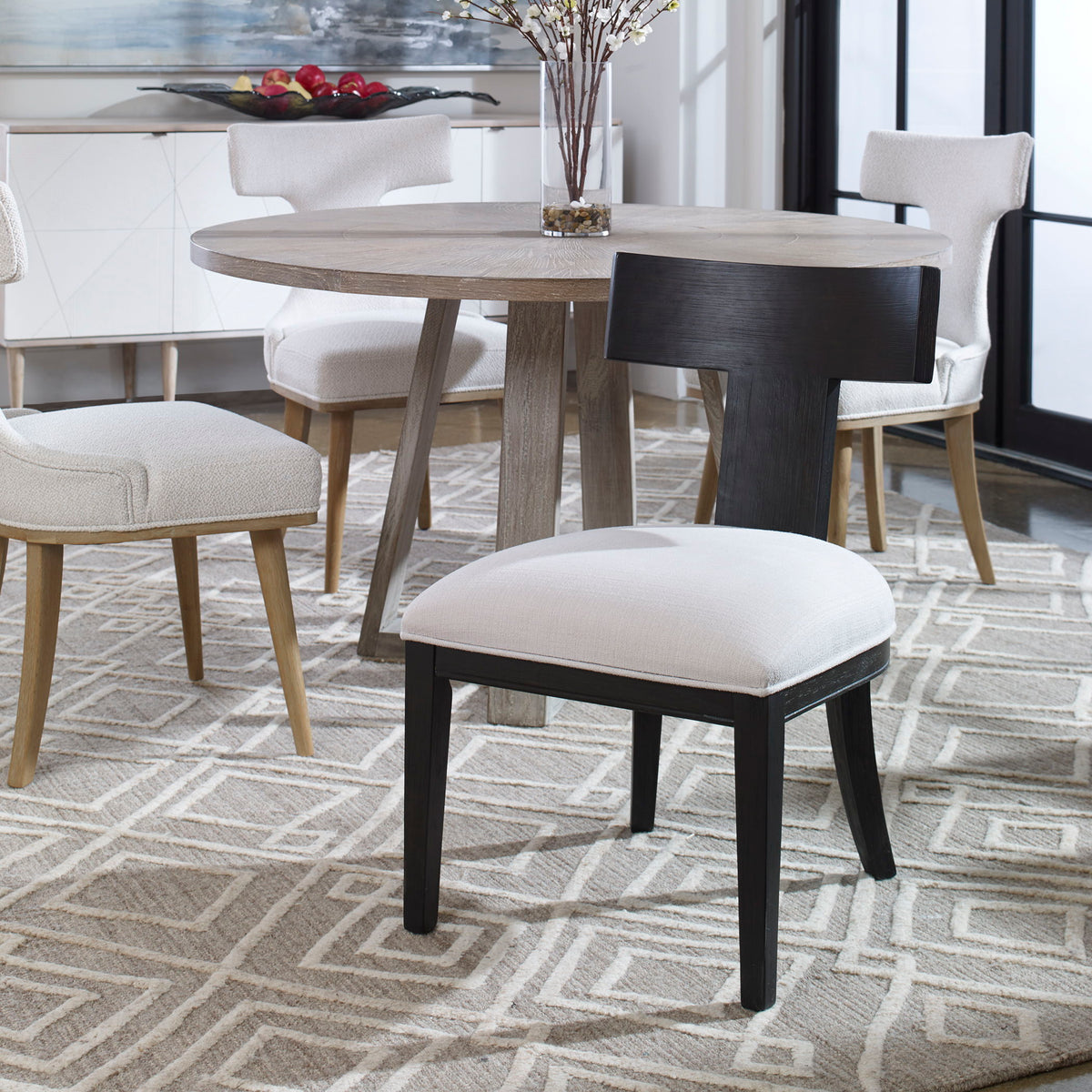 Idris Armless Chair White & Black - White / Black by Uttermost - View 2