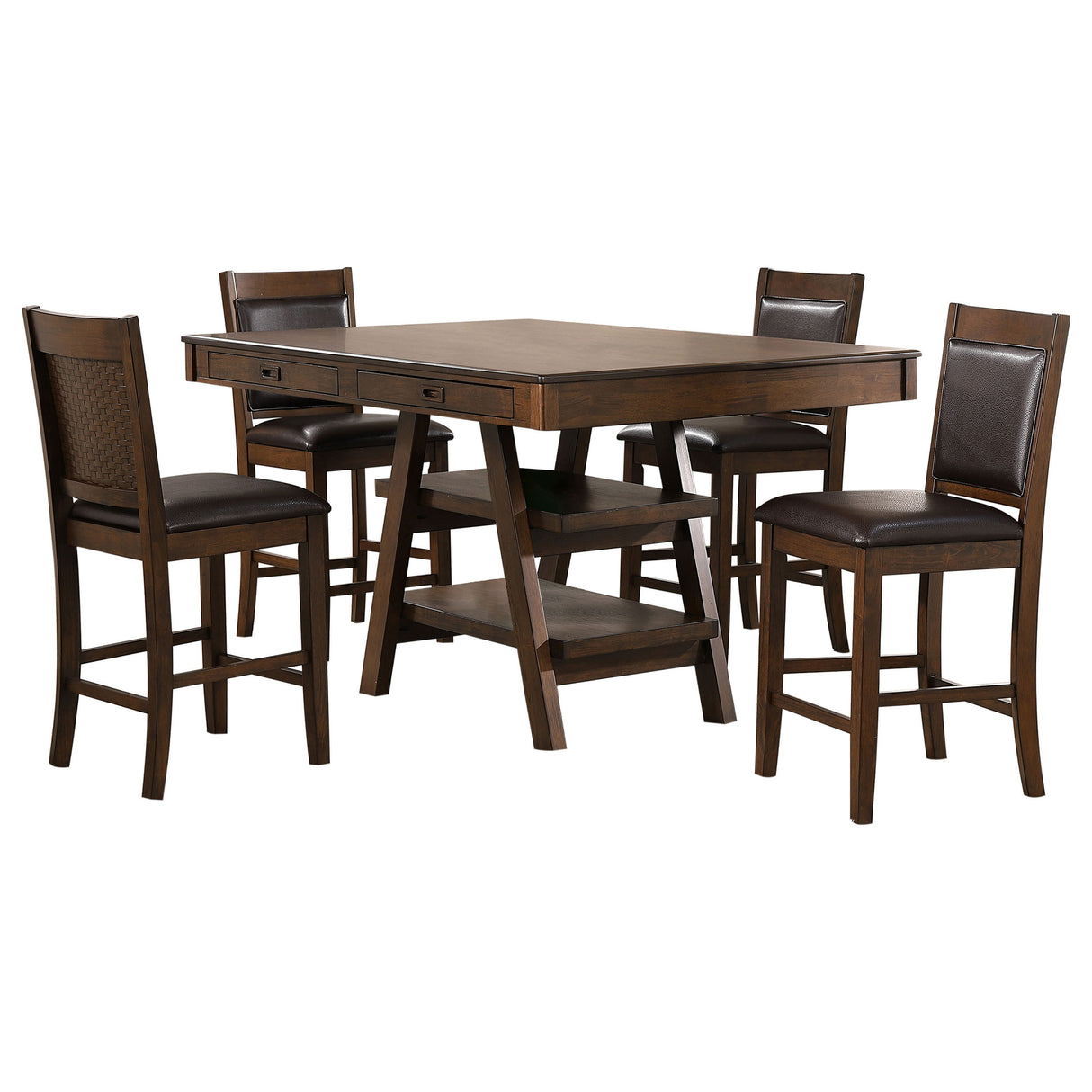 Ferrara Brown and Walnut 5-piece Counter Height Dining Set
