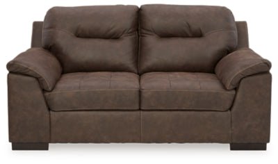 Ashley Walnut Maderla Loveseat - Faux Leather | Home Elegance USA