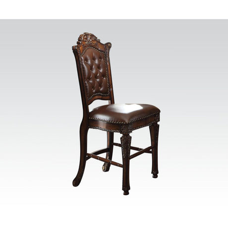 Acme - Vendome Counter Height Chair (Set-2) 62034 Synthetic Leather & Cherry Finish