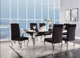 Acme - Fabiola Dining Table 62070 Black Glass Top & Stainless Steel