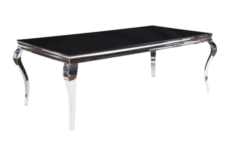 Acme - Fabiola Dining Table 62070 Black Glass Top & Stainless Steel