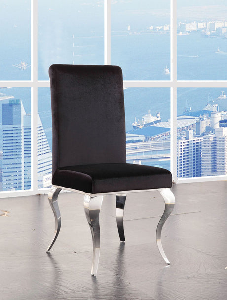 Acme - Fabiola Side Chair (Set-2) 62072 Black Fabric & Stainless Steel