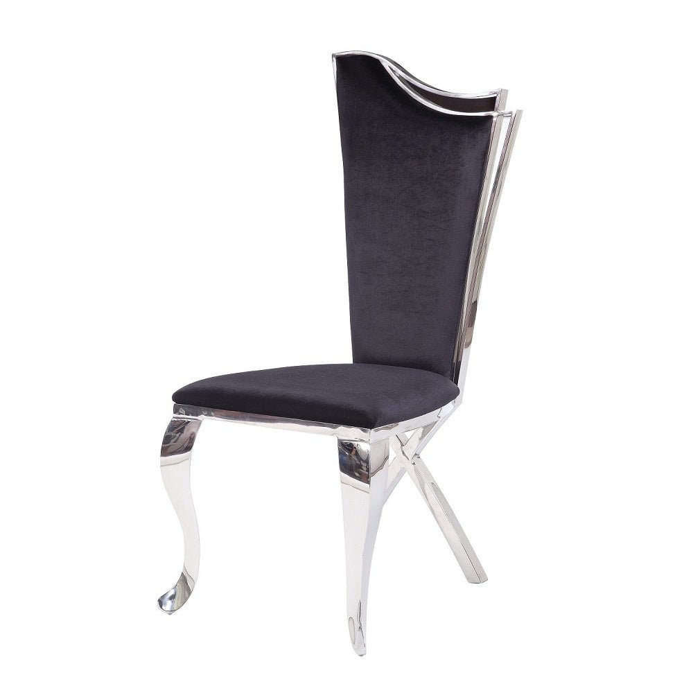 Cyrene Side Chair (Set - 2) 62079 Black Fabric & Stainless Steel | Acme | Home Elegance USA