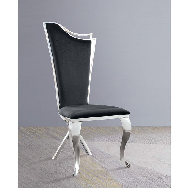 Cyrene Side Chair (Set - 2) 62079 Black Fabric & Stainless Steel | Acme - 62079 - Home Elegance USA - 1