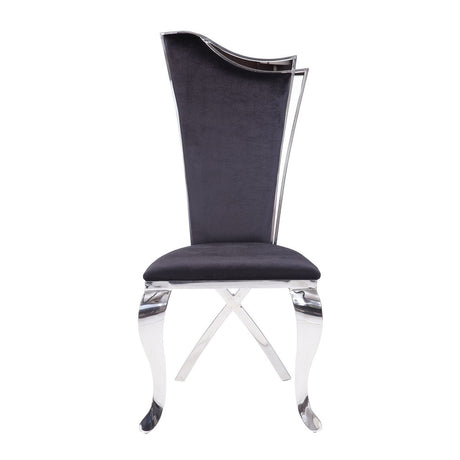 Cyrene Side Chair (Set - 2) 62079 Black Fabric & Stainless Steel | Acme - 62079 - Home Elegance USA - 3