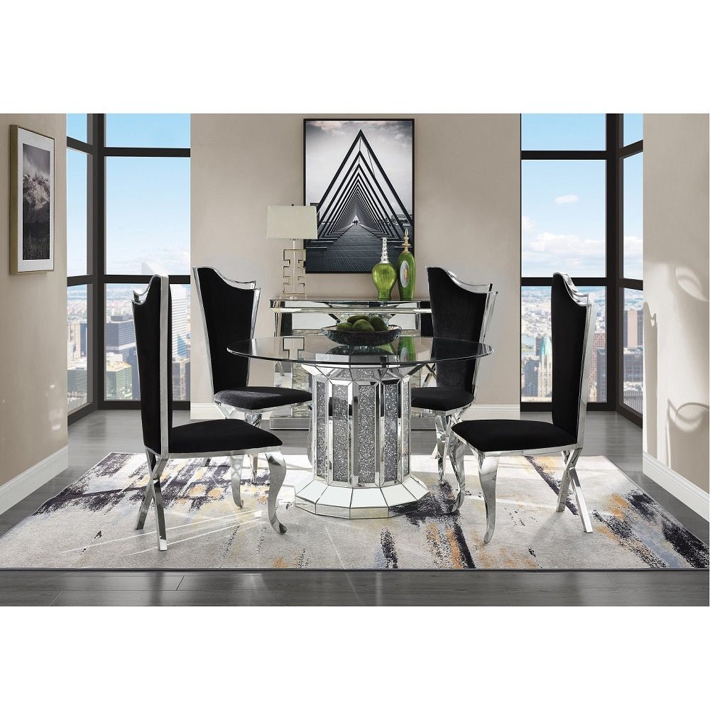 Cyrene Side Chair (Set - 2) 62079 Black Fabric & Stainless Steel | Acme | Home Elegance USA