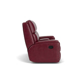 Rio Transitional Leather Reclining Loveseat, Console | Flexsteel