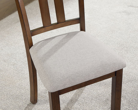 Transitional Style 7pc Dining Table Set 1x Rectangle Table 6x Chairs Padded Seat Cushion Walnut And Beige Finish - sold by Home Elegance USA