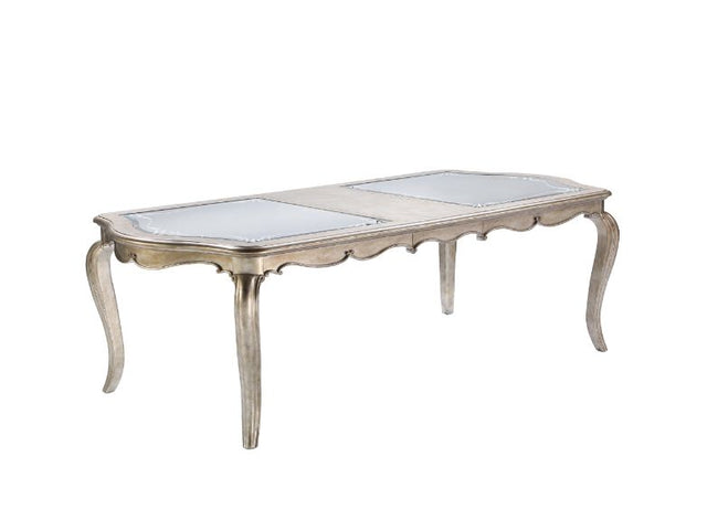 Acme - Esteban Dining Table 62200 Antique Champagne Finish