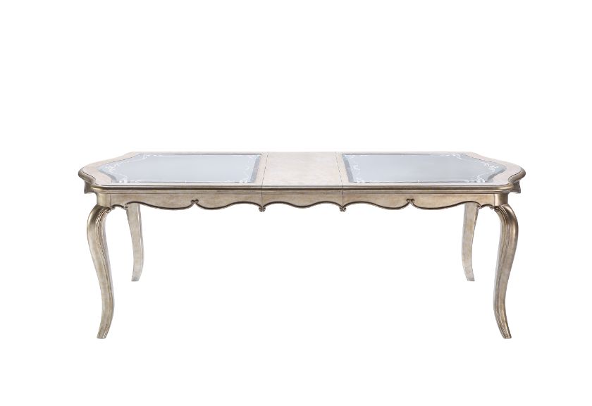 Acme - Esteban Dining Table 62200 Antique Champagne Finish