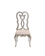 Acme - Esteban Side Chair (Set-2) 62202 Ivory Velvet & Antique Champagne Finish