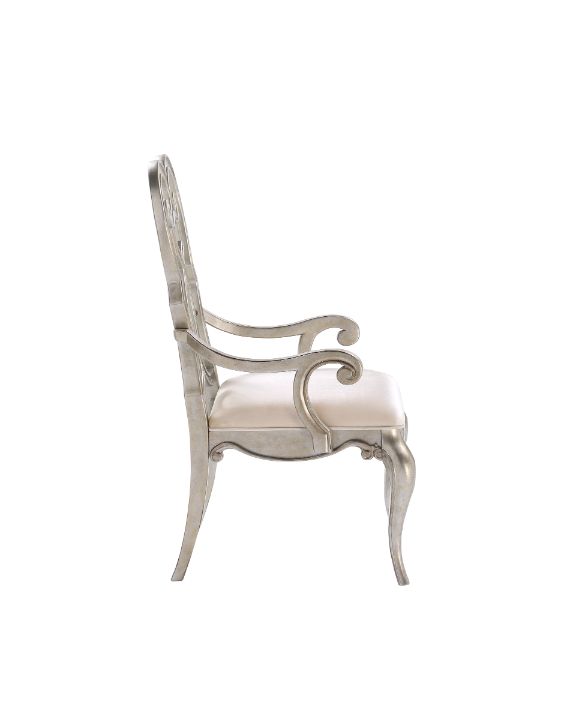 Acme - Esteban Arm Chair (Set-2) 62203 Ivory Velvet & Antique Champagne Finish