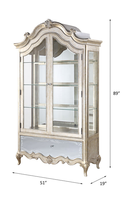 Acme - Esteban Curio 62204 Mirrored & Antique Champagne Finish