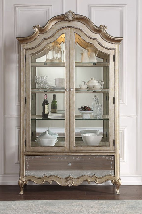 Acme - Esteban Curio 62204 Mirrored & Antique Champagne Finish