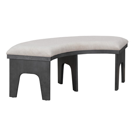 TREXM 5-piece Rustic Charm Round Dining Set with 3 Upholstered Chairs and Curved Bench for Dining Room, Kitchen and Living Room (Gray) - sold by Home Elegance USA