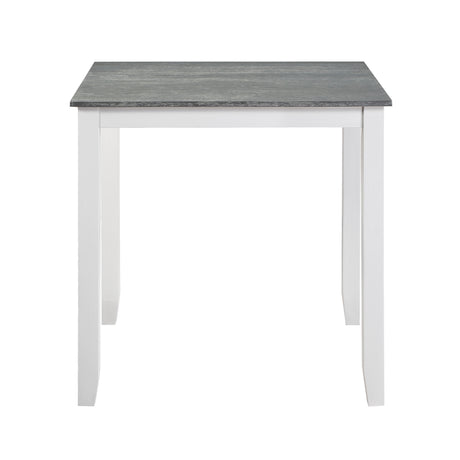 5-Piece Pack Counter Height Set Weathered Gray and White Table and Fabric Upholstered 4 Chairs Casual Dining Furniture - sold by Home Elegance USA