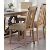 Acme - Nathaniel Side Chair (Set-2) 62332 Fabric & Maple Finish