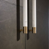Sherbourne Cabinet – Graphite Leather, Ebony Oak, White Marble, Antique Brass | Arteriors