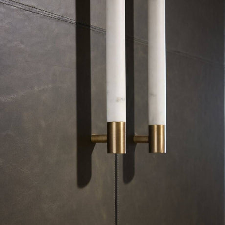 Sherbourne Cabinet – Graphite Leather, Ebony Oak, White Marble, Antique Brass | Arteriors