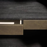 Sherbourne Cabinet – Graphite Leather, Ebony Oak, White Marble, Antique Brass | Arteriors