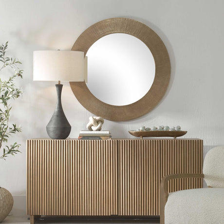 Tano Round Mirror Antique Brass - Gold by Uttermost - View 2