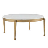 Tylan Round Marble Coffee Table Brass / White - Gold / White by Uttermost - View 4