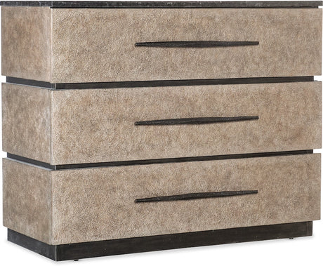 Hooker Furniture Melange Stacked Chest – Black Marble Top, Taupe Drawer Fronts, Custom Bar Pulls - sold by Home Elegance USA
