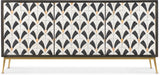 Hooker Furniture Melange Renee Credenza – Mango Wood with Bone Inlay, Gold Metal Base, Transitional Style - Home Elegance USA