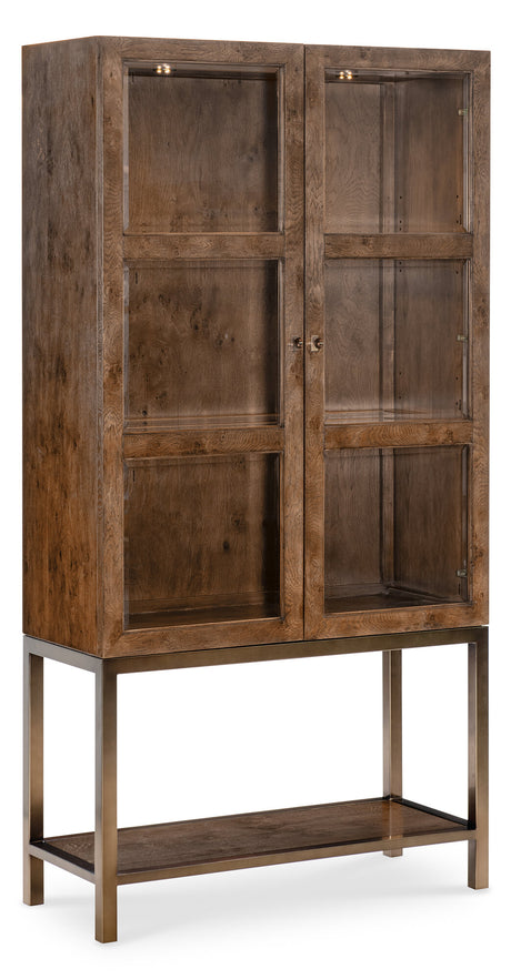 Mulholland Display Cabinet | Hooker Furniture | LED Lighted Curio | Oak Veneer | Bronze Base - sold by Home Elegance USA
