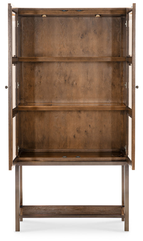 Mulholland Display Cabinet | Hooker Furniture | LED Lighted Curio | Oak Veneer | Bronze Base - sold by Home Elegance USA