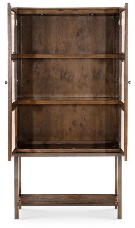 Mulholland Display Cabinet | Hooker Furniture | LED Lighted Curio | Oak Veneer | Bronze Base - sold by Home Elegance USA