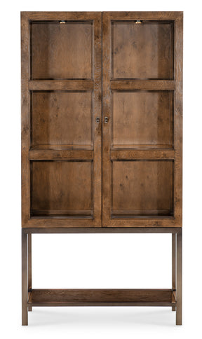 Mulholland Display Cabinet | Hooker Furniture | LED Lighted Curio | Oak Veneer | Bronze Base - sold by Home Elegance USA