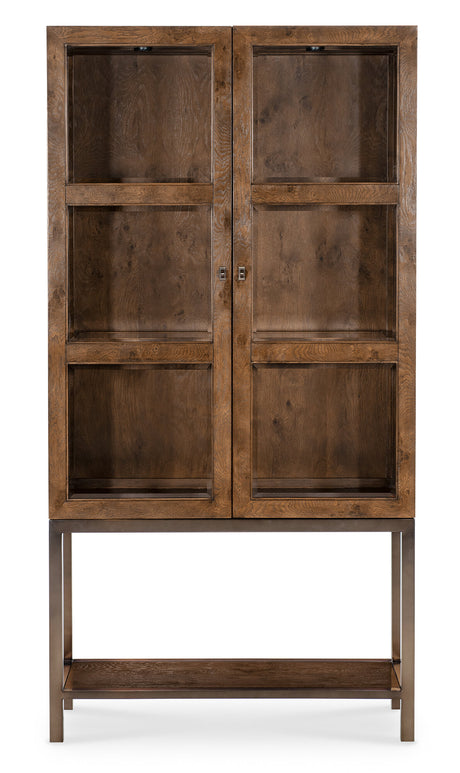Mulholland Display Cabinet | Hooker Furniture | LED Lighted Curio | Oak Veneer | Bronze Base - sold by Home Elegance USA