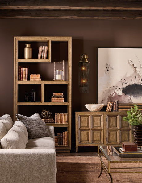 Melange Nikos Credenza by Hooker Furniture in Oak Veneers & Bronze Bar Hardware