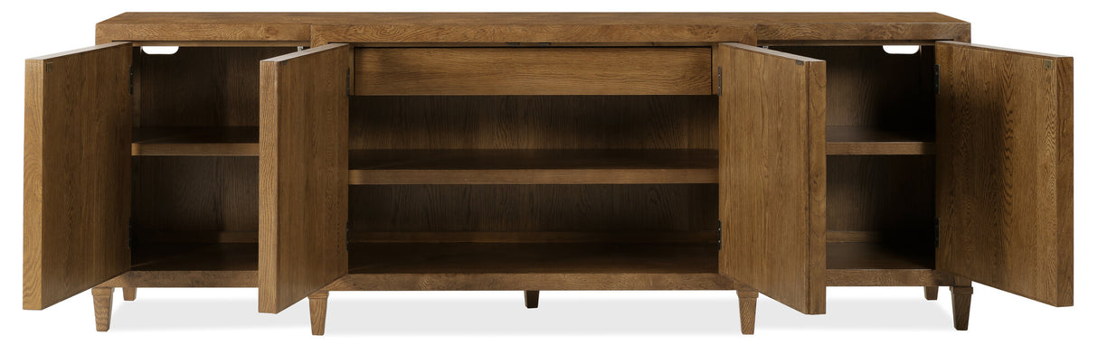 Melange Nikos Credenza by Hooker Furniture in Oak Veneers & Bronze Bar Hardware