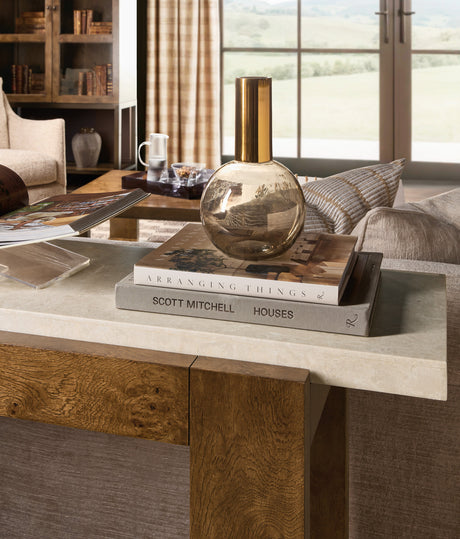 Mulholland Display Cabinet | Hooker Furniture | LED Lighted Curio | Oak Veneer | Bronze Base - sold by Home Elegance USA